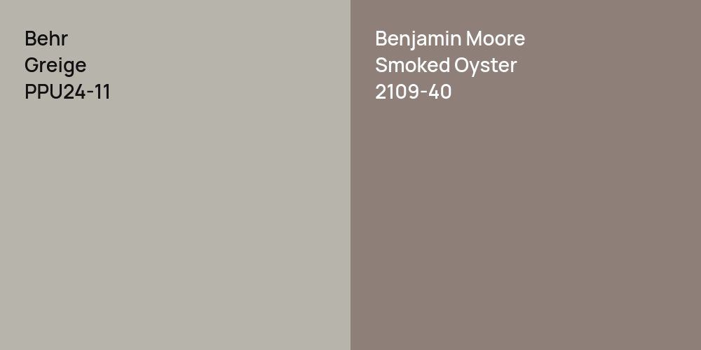 Behr Greige vs. Benjamin Moore Smoked Oyster