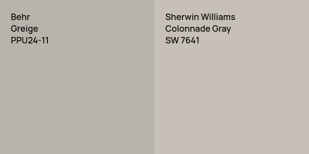 Behr Greige vs. Sherwin Williams Colonnade Gray