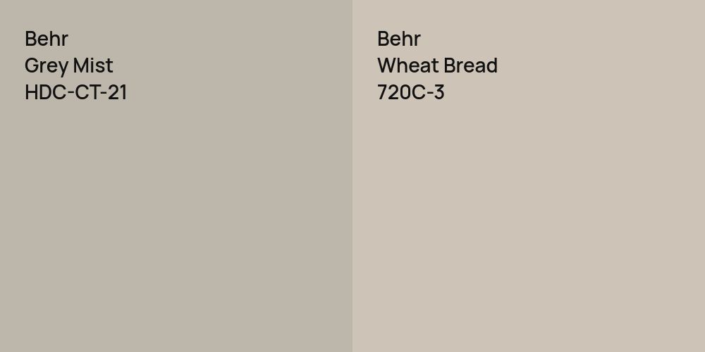 Behr Grey Mist vs. Behr Wheat Bread