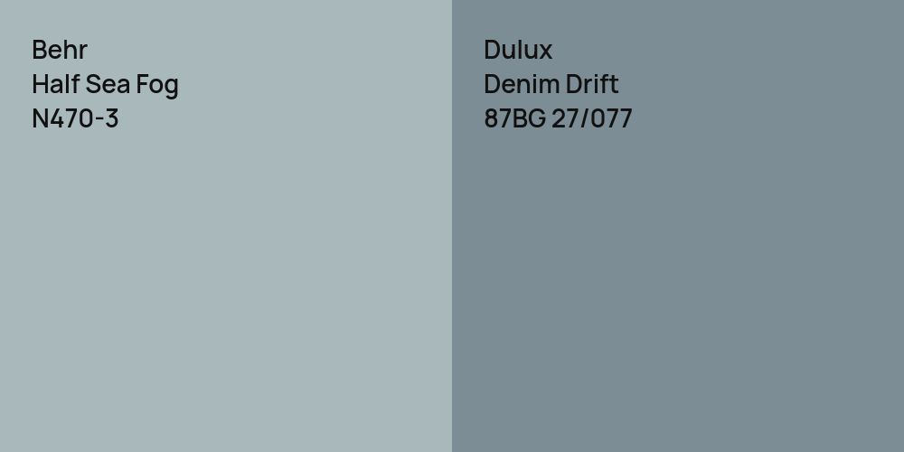 Behr Half Sea Fog vs. Dulux Denim Drift