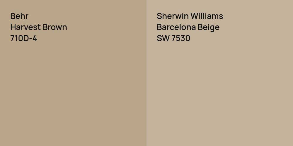 Behr Harvest Brown vs. Sherwin Williams Barcelona Beige