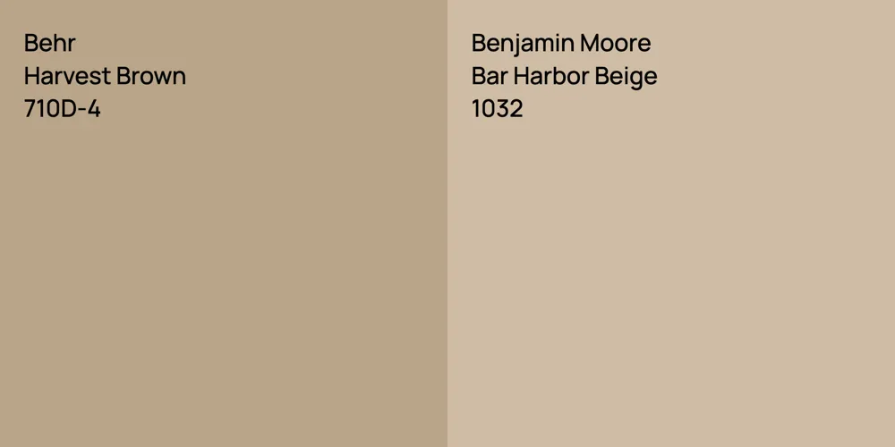 Behr Harvest Brown vs. Benjamin Moore Bar Harbor Beige