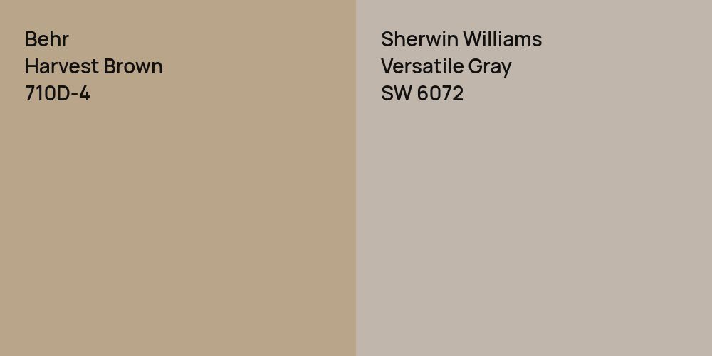 Behr Harvest Brown vs. Sherwin Williams Versatile Gray