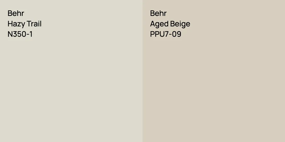 Behr Hazy Trail vs. Behr Aged Beige