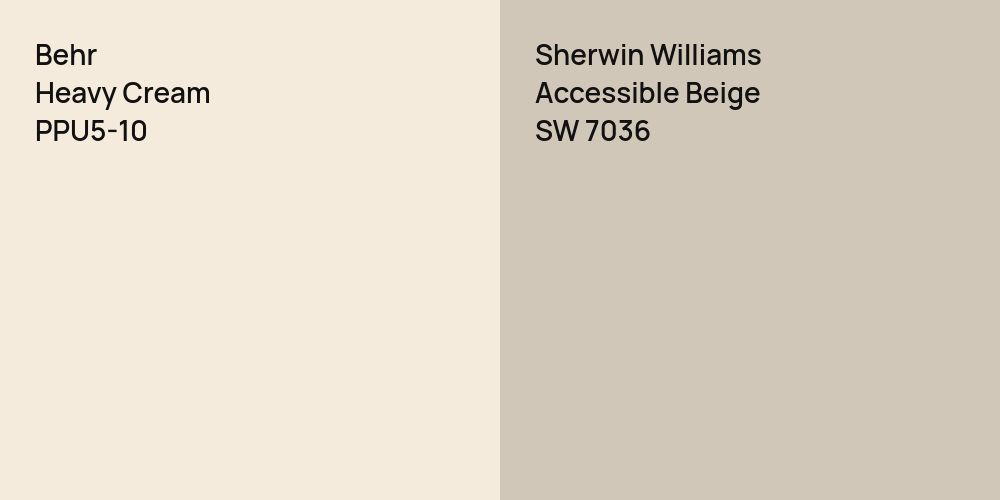 Behr Heavy Cream vs. Sherwin Williams Accessible Beige