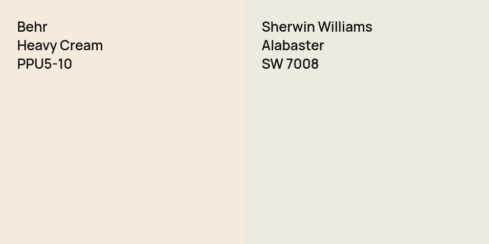 Behr Heavy Cream vs. Sherwin Williams Alabaster