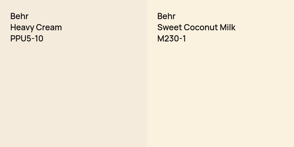 Behr Heavy Cream vs. Behr Sweet Coconut Milk