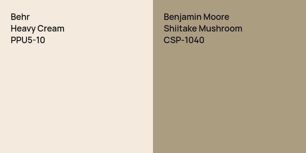 Behr Heavy Cream vs. Benjamin Moore Shiitake Mushroom