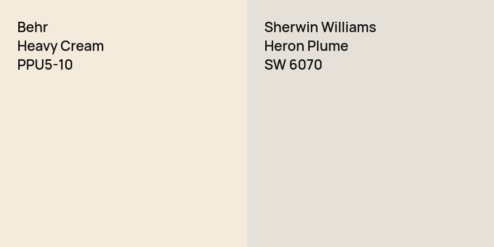 Behr Heavy Cream vs. Sherwin Williams Heron Plume