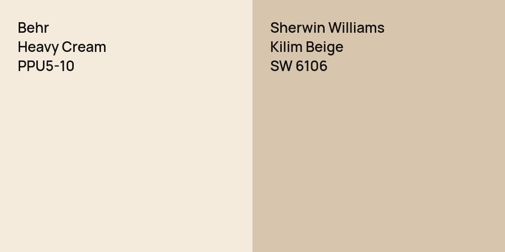 Behr Heavy Cream vs. Sherwin Williams Kilim Beige