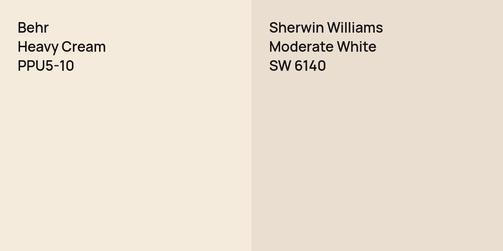 Behr Heavy Cream vs. Sherwin Williams Moderate White