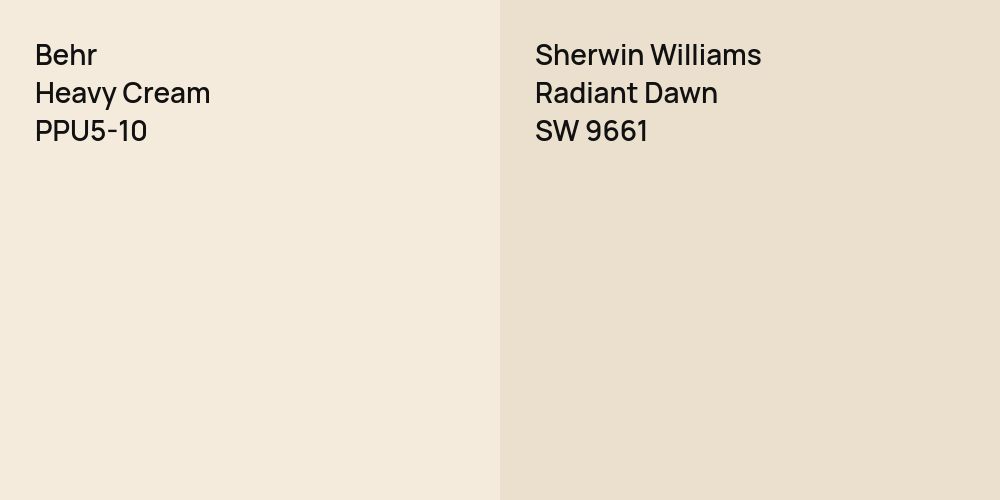 Behr Heavy Cream vs. Sherwin Williams Radiant Dawn