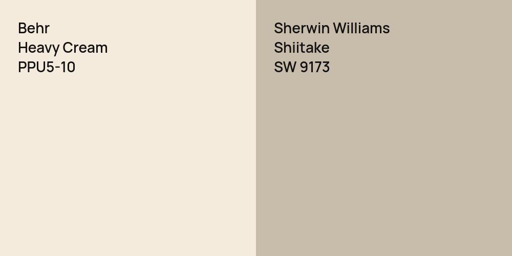 Behr Heavy Cream vs. Sherwin Williams Shiitake