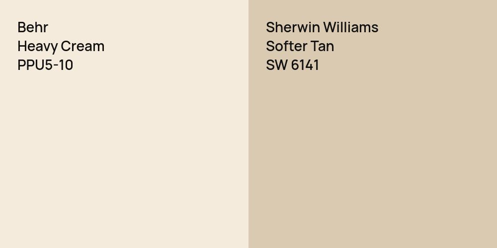 Behr Heavy Cream vs. Sherwin Williams Softer Tan