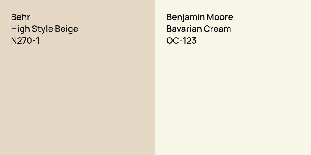 Behr High Style Beige vs. Benjamin Moore Bavarian Cream