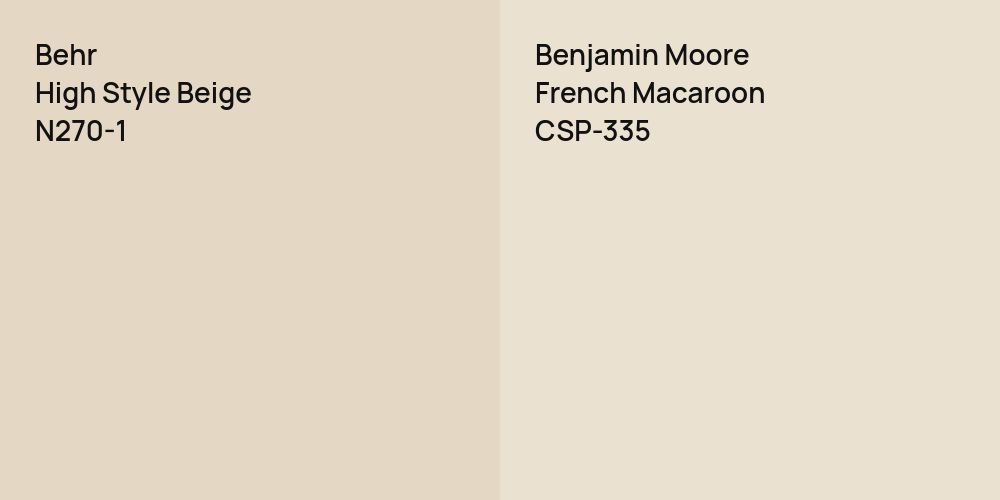 Behr High Style Beige vs. Benjamin Moore French Macaroon