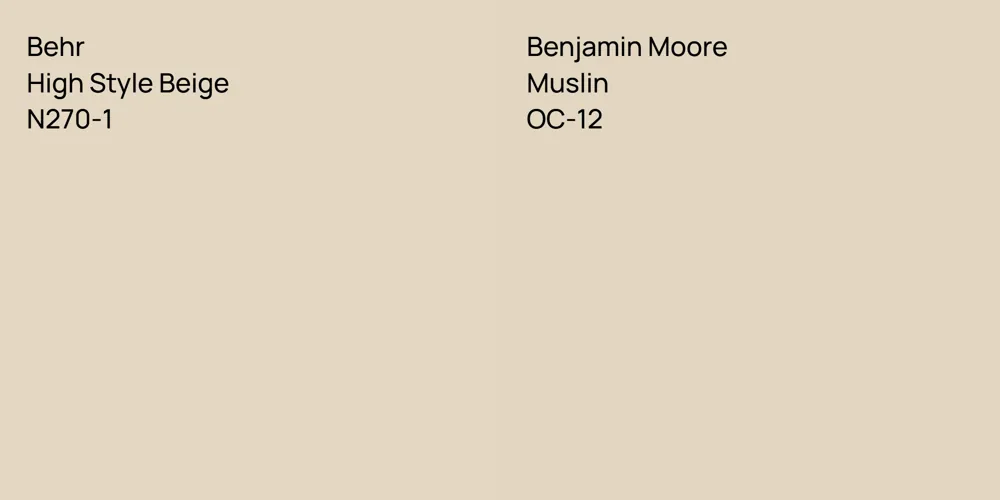 Behr High Style Beige vs. Benjamin Moore Muslin