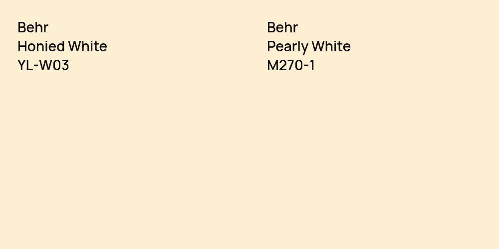 Behr Honied White vs. Behr Pearly White