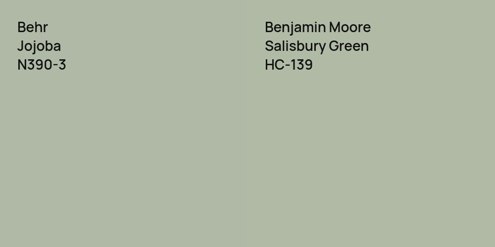 Behr Jojoba vs. Benjamin Moore Salisbury Green