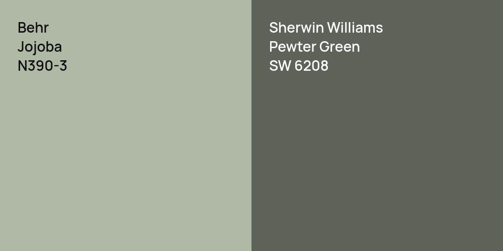 Behr Jojoba vs. Sherwin Williams Pewter Green