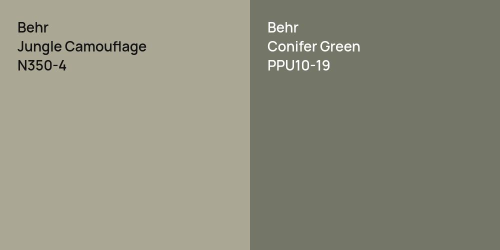 Behr Jungle Camouflage vs. Behr Conifer Green comparison