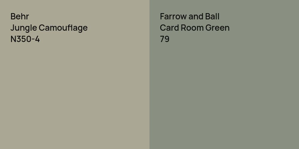 Behr Jungle Camouflage vs. Farrow and Ball Card Room Green