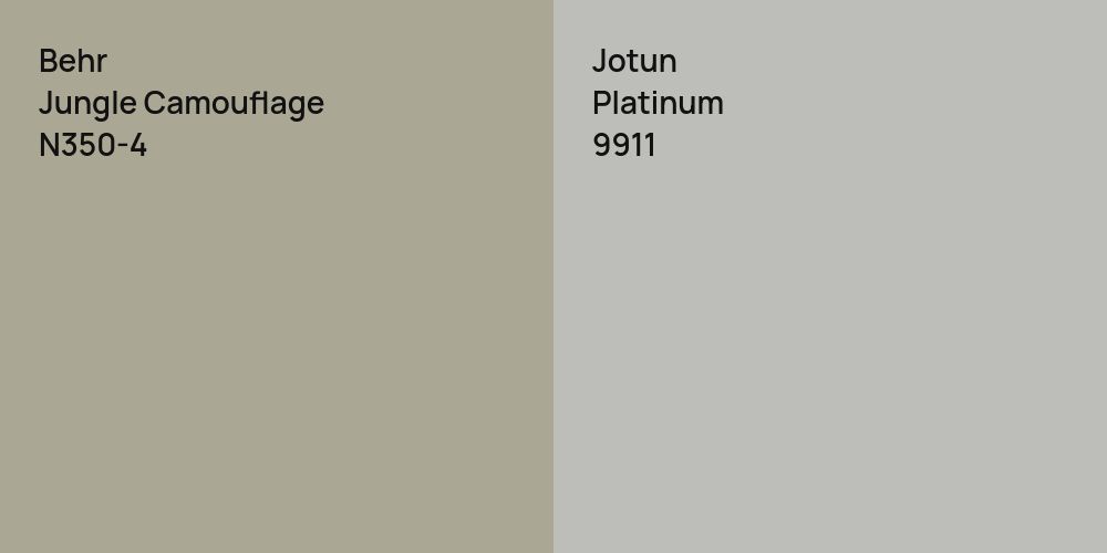 Behr Jungle Camouflage vs. Jotun Platinum