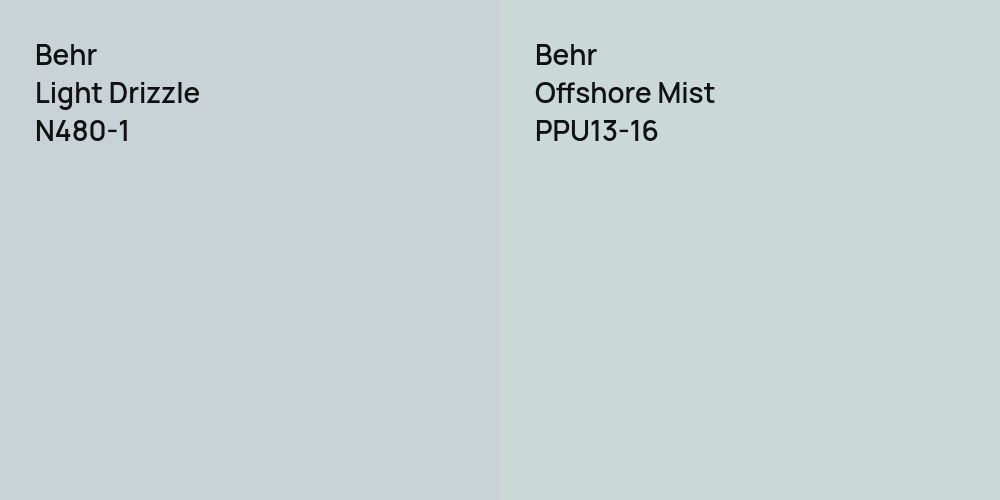 Behr Light Drizzle vs. Behr Offshore Mist