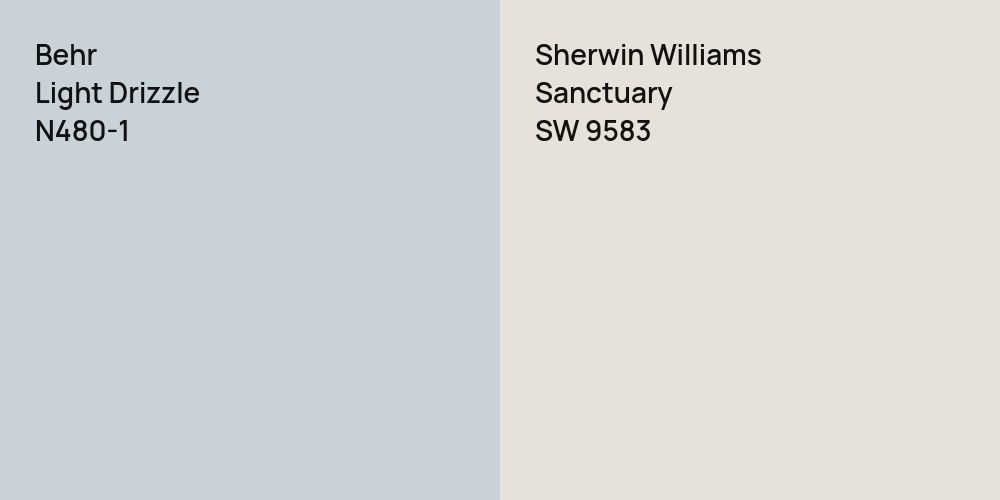 Behr Light Drizzle vs. Sherwin Williams Sanctuary