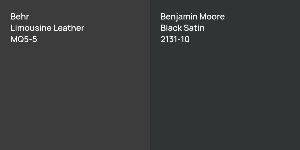 Behr Limousine Leather vs. Benjamin Moore Black Satin