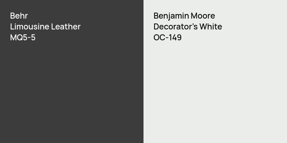 Behr Limousine Leather vs. Benjamin Moore Decorator's White