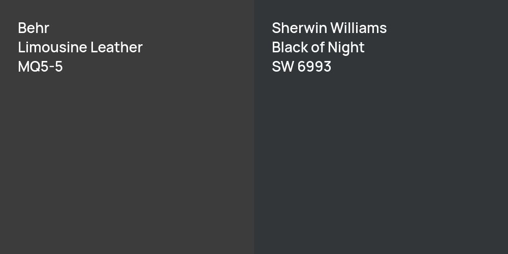 Behr Limousine Leather vs. Sherwin Williams Black of Night