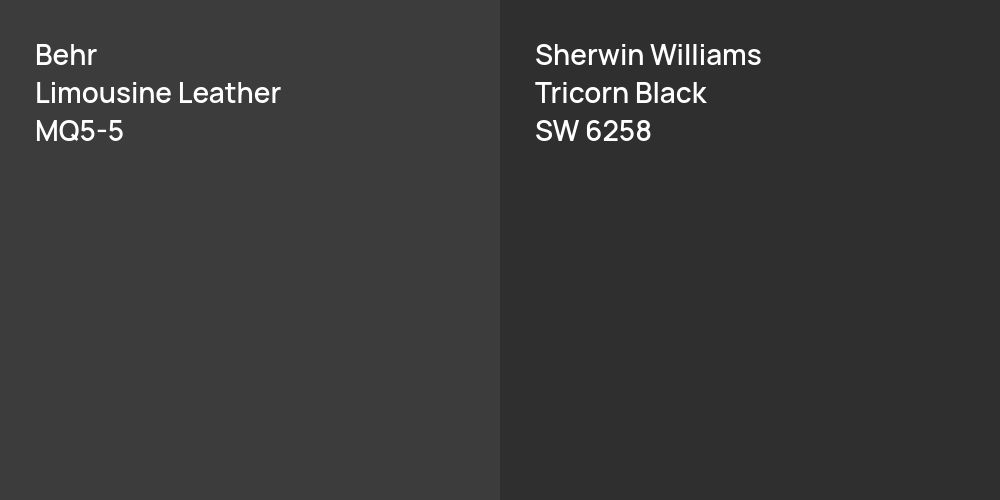 Behr Limousine Leather vs. Sherwin Williams Tricorn Black