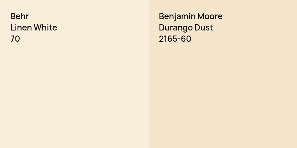 Behr Linen White vs. Benjamin Moore Durango Dust