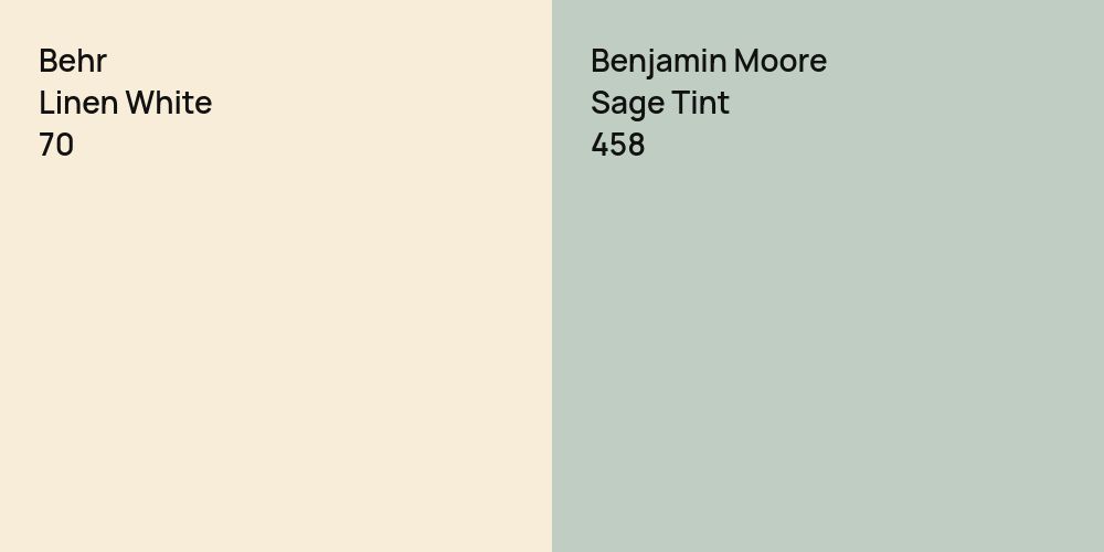 Behr Linen White vs. Benjamin Moore Sage Tint