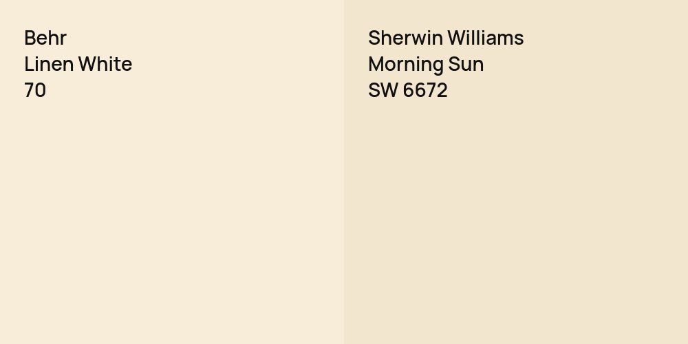 Behr Linen White vs. Sherwin Williams Morning Sun