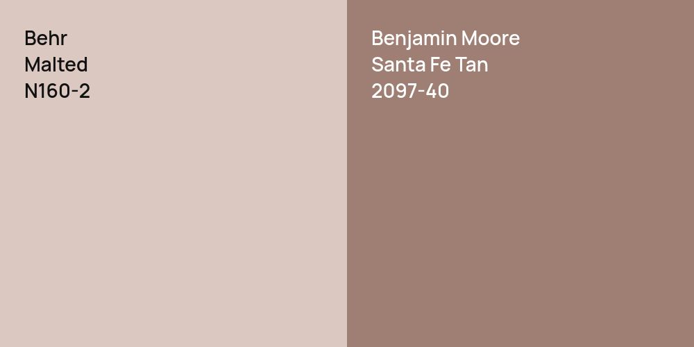 Behr Malted vs. Benjamin Moore Santa Fe Tan