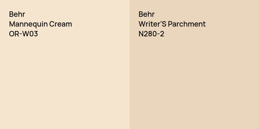 Behr Mannequin Cream vs. Behr Writer'S Parchment