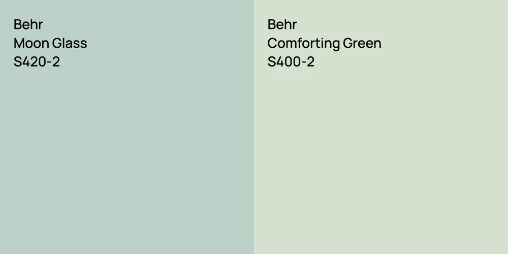 Behr Moon Glass vs. Behr Comforting Green