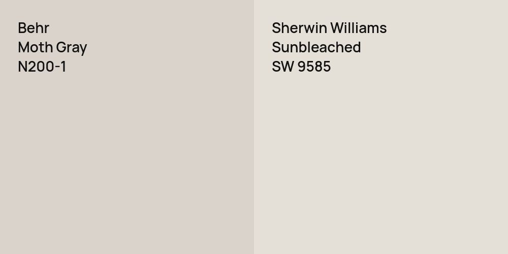 Behr Moth Gray vs. Sherwin Williams Sunbleached