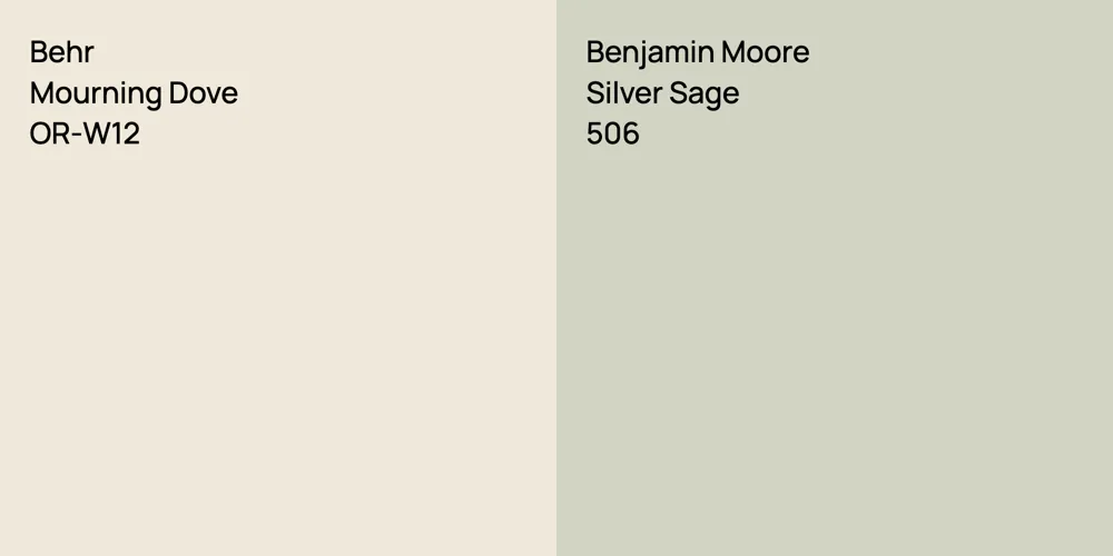 Behr Mourning Dove vs. Benjamin Moore Silver Sage