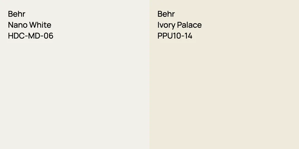 Behr Nano White vs. Behr Ivory Palace