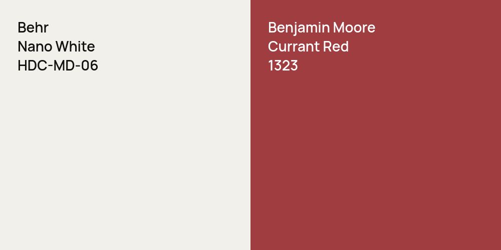 Behr Nano White vs. Benjamin Moore Currant Red