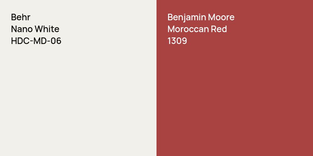 Behr Nano White vs. Benjamin Moore Moroccan Red