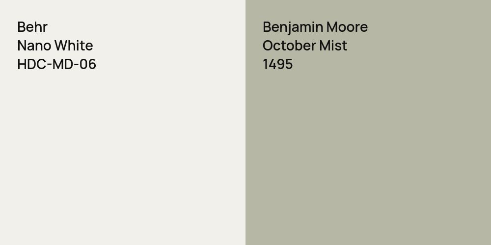 Behr Nano White vs. Benjamin Moore October Mist