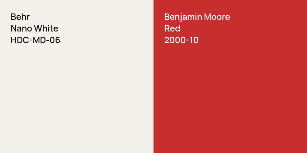 Behr Nano White vs. Benjamin Moore Red