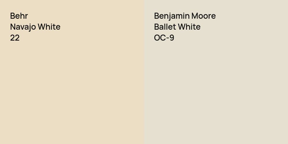 Behr Navajo White vs. Benjamin Moore Ballet White