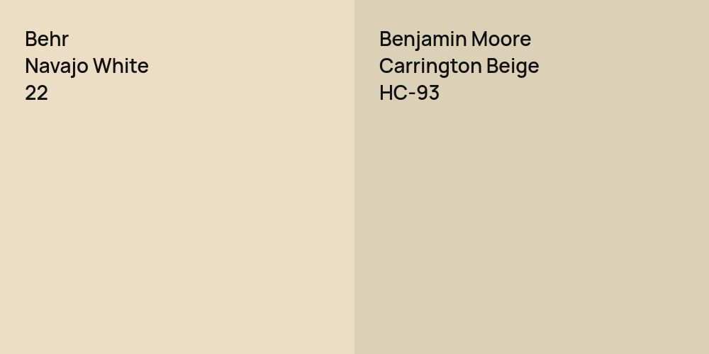 Behr Navajo White vs. Benjamin Moore Carrington Beige