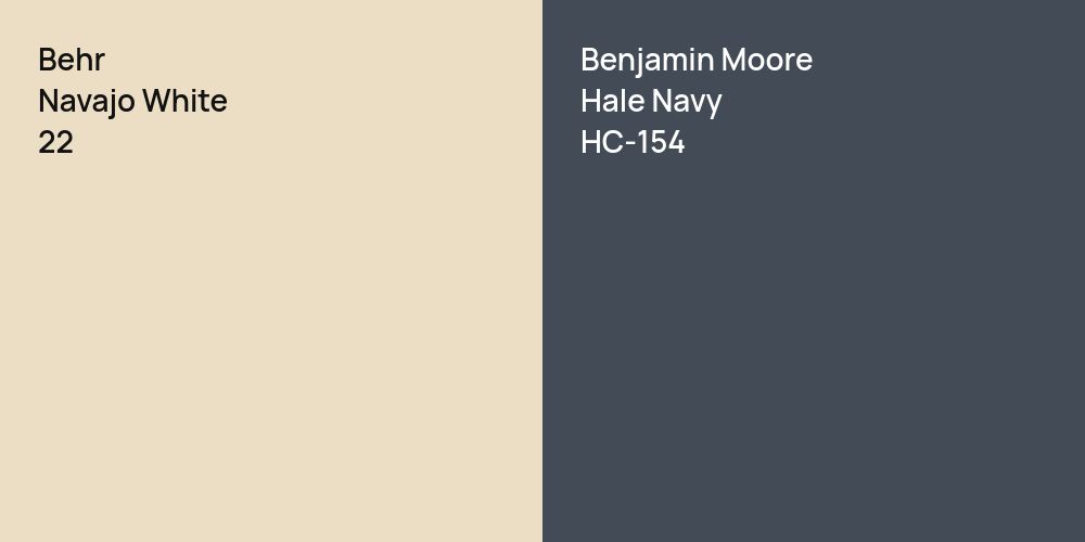 Behr Navajo White vs. Benjamin Moore Hale Navy