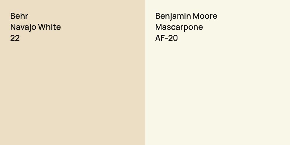 Behr Navajo White vs. Benjamin Moore Mascarpone